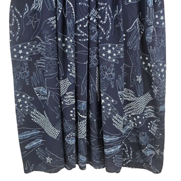 Zakee Shariff Womens 12 Silk Henna Hands Puff Sleeve Midi Dress - Picture 3 of 16